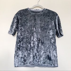 Pewter Gray Crushed Velvet Top